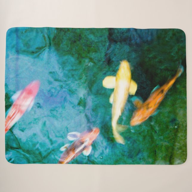 Couverture Sherpa Poisson coloré Koi (Devant (Horizontal))