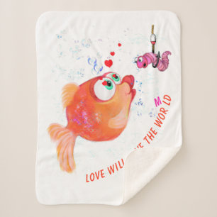 Couverture Sherpa Poisson drôle et ver Caronage bébé Sherpa Blanket