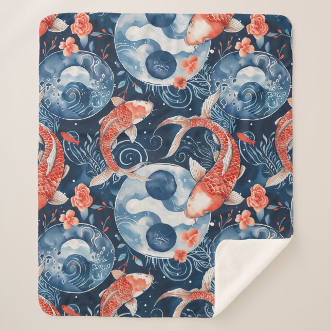 Couverture Sherpa Poisson japonais dans l'aquarelle (Devant)