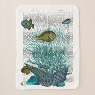 Couverture Sherpa Poissons, coquillages bleus et coraux