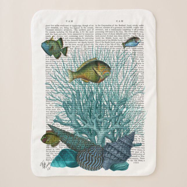 Couverture Sherpa Poissons, coquillages bleus et coraux (Devant)