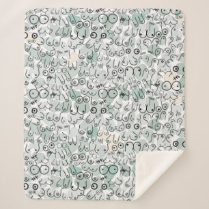 Couverture Sherpa poitrine féministe pastel