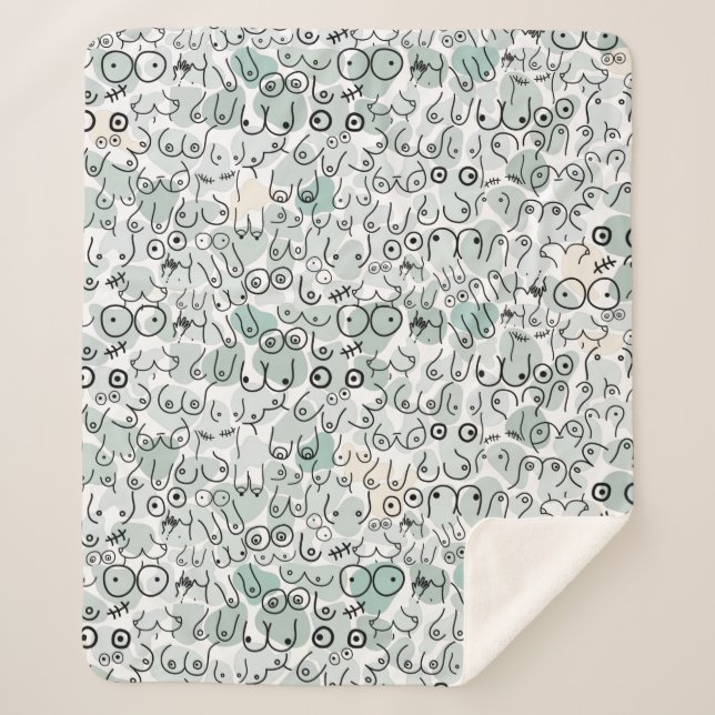 Couverture Sherpa poitrine féministe pastel (Devant)