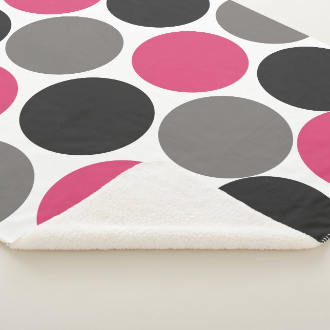 Couverture Sherpa Polika Dot rose et gris (3/4)