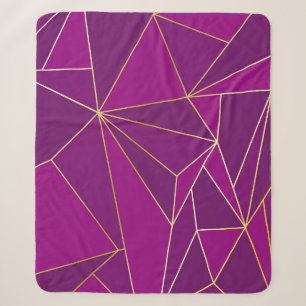 Couverture Sherpa Polygone violet Art : Gold Line Arrière - plan géo