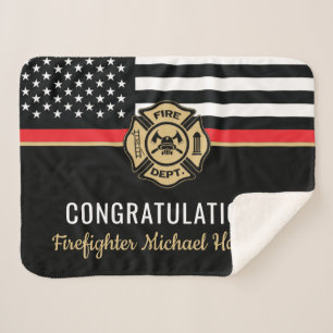 Couverture Sherpa Pompier Fire Academy Red Line Drapeau Graduation