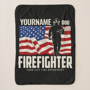 Couverture Sherpa Pompier personnalisé Secourir USA Drapeau Patrioti