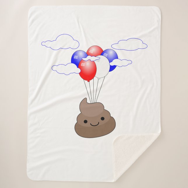 Couverture Sherpa Poo Emoji Voler Avec Ballons (Devant)