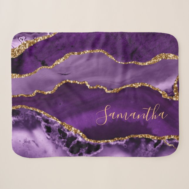 Couverture Sherpa Porte en marbre de Parties scintillant violet et d (Devant (Horizontal))