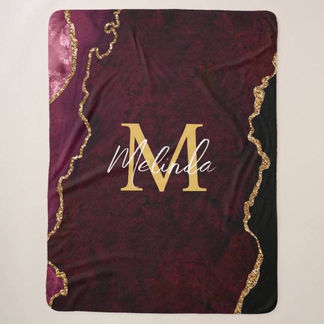 Couverture Sherpa Porte en marbre rouge et or (Devant)