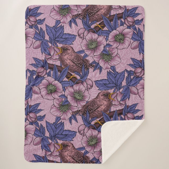 Couverture Sherpa Porté et hélico, rose et violet (Devant)