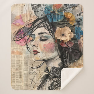 Couverture Sherpa Portrait d'art en collage multimédia (2)