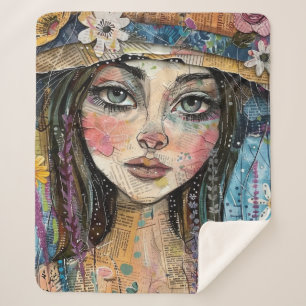 Couverture Sherpa Portrait d'art en collage multimédia (3)