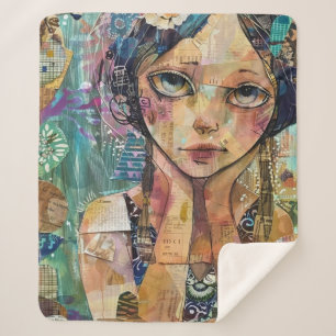 Couverture Sherpa Portrait d'art en collage multimédia (8)