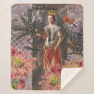 Couverture Sherpa Portrait de femme Vierge Antique Coloré Riche