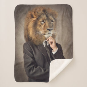 Couverture Sherpa Portrait d'un lion