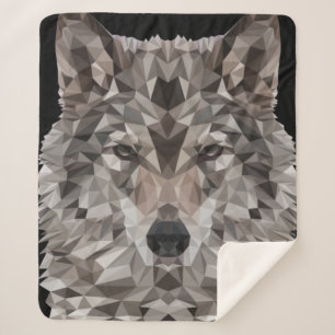 Couverture Sherpa Portrait géométrique du loup gris
