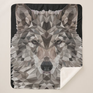 Couverture Sherpa Portrait géométrique du loup gris