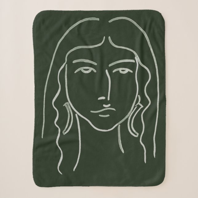 Couverture Sherpa Portrait malachite avec cheveux longs (Devant)
