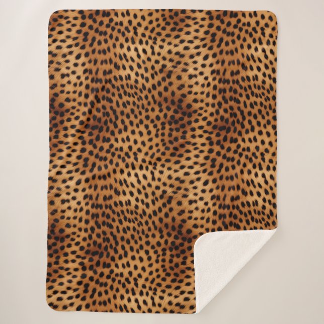 Couverture Sherpa Poster de animal Cheetah Brown et noir (Devant)