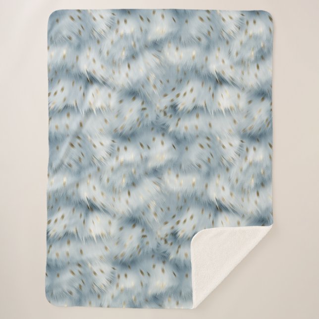 Couverture Sherpa Poster de animal d'or bleu (Devant)