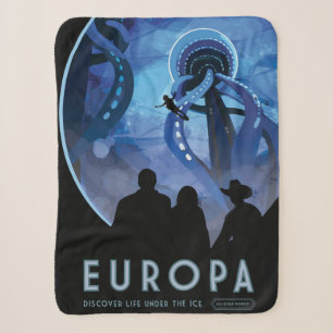 Couverture Sherpa Poster de voyage Retro Space - Jupiter's Moon Euro