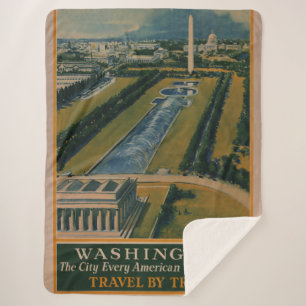 Couverture Sherpa Poster de voyage vintage Washington DC