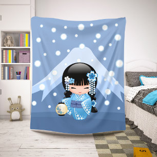Couverture Sherpa Poupée Kokeshi d'Hiver - Geisha Fille de la Montag