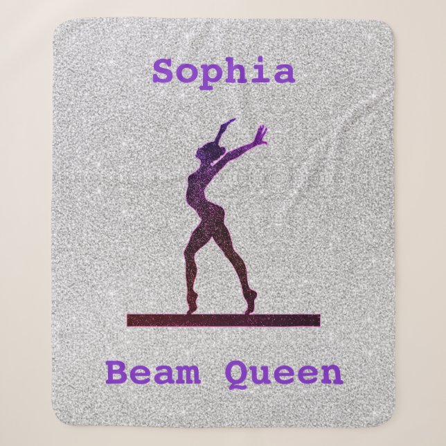 Couverture Sherpa Poutres de gymnastique Queen violet / Argent (Devant)