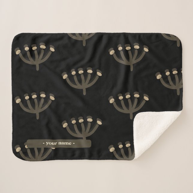 Couverture Sherpa Pretty Night Mimosa Floral Customize  (Devant (Horizontal))