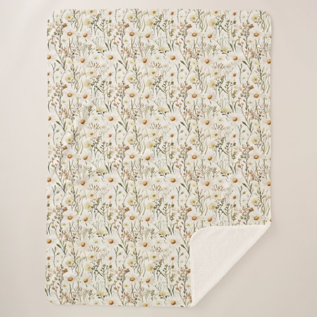 Couverture Sherpa Pretty White Daisy Flowers Birthday (Devant)