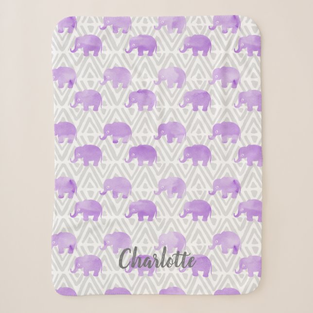 Couverture Sherpa Primitif Chevron de Shibori d'éléphant d'aquarelle (Devant)