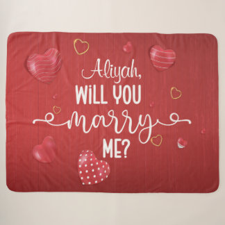 Couverture Sherpa Proposition de mariage Red Wood Hearts