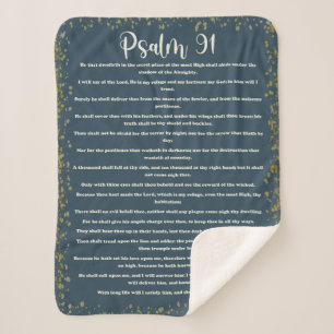 Couverture Sherpa Psaume 91, Vert, Version King James, Bible Verse