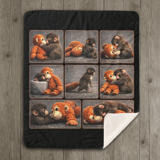 Couverture Sherpa Punch Bébé Singe (Créateur téléchargé)