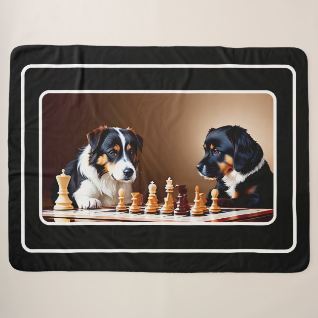 Couverture Sherpa Puppies mignonnes Jouer Poitrine Sherpa Blanket (Devant (Horizontal))