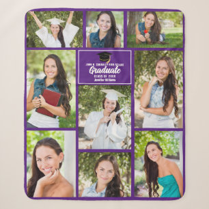 Couverture Sherpa Purple Graduate Photo Collage Graduation