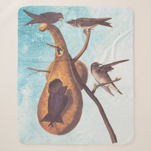 Couverture Sherpa Purple Martin Audubon Bird Famille et Gourd Accuei
