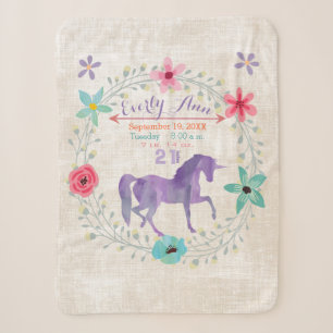 Couverture Sherpa Purple Unicorn Baby Girl Statistiques Watercolor W