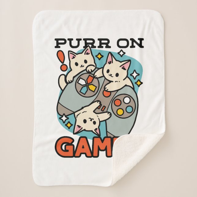 Couverture Sherpa Purr On Gamer - Conception De Jeu De Chat Cute (Devant)