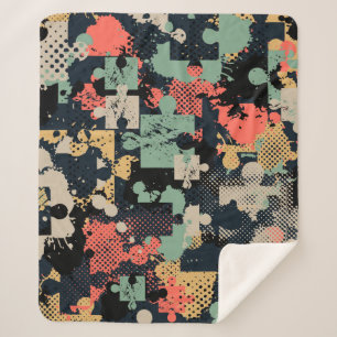 Couverture Sherpa Puzzle Abstrait : Creative Vintage sans couture.
