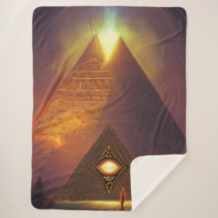 Couverture Sherpa Pyramide des yeux Illuminati Sherpa Blanche