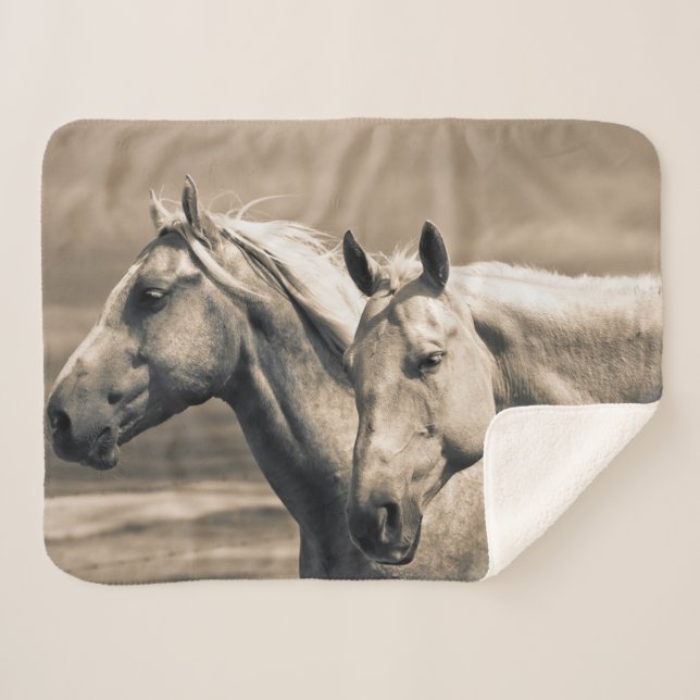 Couverture Sherpa Quart De Chevaux Sur Les Prairies Canadiennes (Devant (Horizontal))