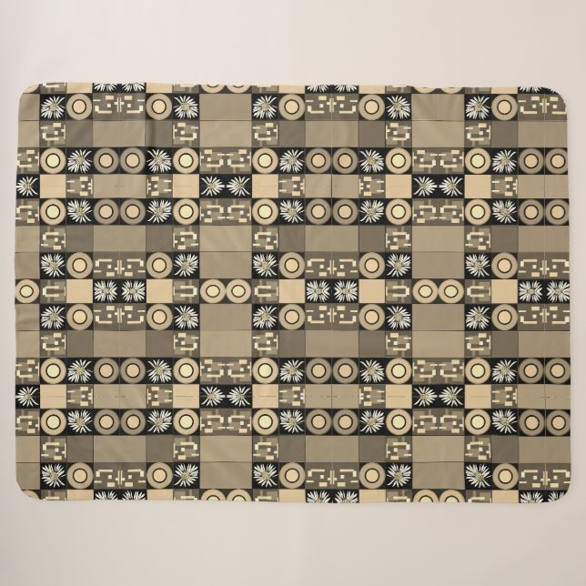 Couverture Sherpa Quilte en patchwork Mazipoodles 2 Sepia (Devant (Horizontal))