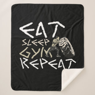 Couverture Sherpa Quota Eat Sleep Gym Repeat Funny