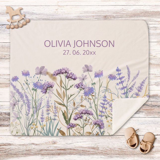 Couverture Sherpa Quote-part Fleur sauvage couleur pourpre (In situ)