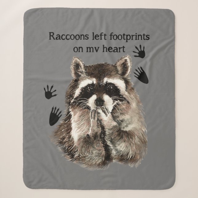 Couverture Sherpa Raccoons Empreintes gauche sur ma citation d'anima (Devant)
