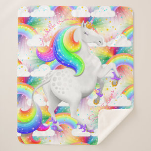 Couverture Sherpa Rainbow licorn Princess Magic Nursery