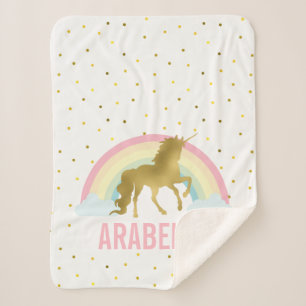 Couverture Sherpa Rainbow Unicorn Girl