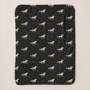 Couverture Sherpa Rainbow Unicorns & Gold Stars Motif
